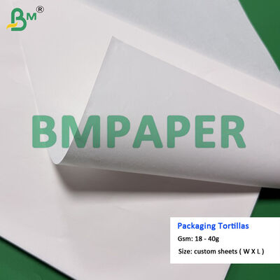 20 গ্রাম 25 গ্রাম টরটিলা জন্য পাতলা বিভাজক শীট, খাদ্য গ্রেড টরটিলা আবরণ কাগজ পেঁয়াজ চামড়া কাগজ