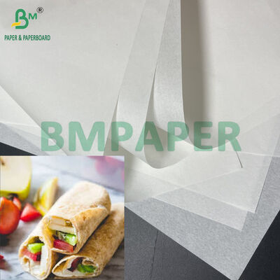আর্দ্রতা প্রতিরোধী 25gsm থেকে 40gsm ফুড গ্রেড হোয়াইট পেপার রোল টরটিলা মোড়ানোর জন্য